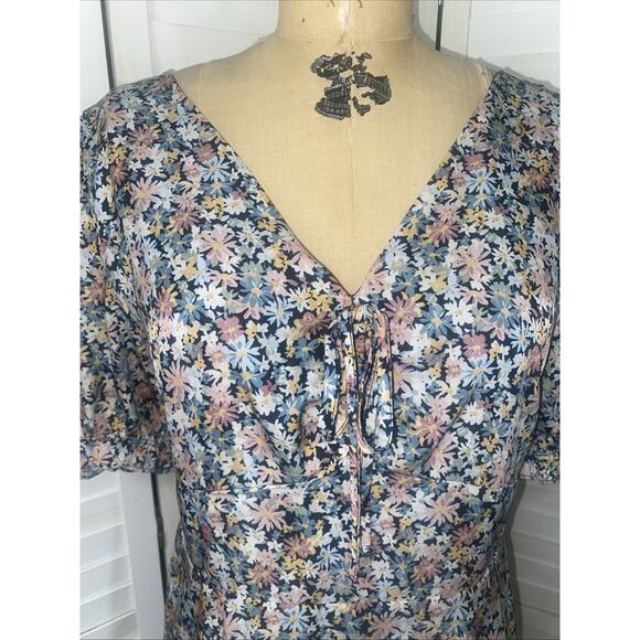 Beyond The Radar Women's Floral Print Split Leg Midi Pencil Dress Lined Large - Picture 4 of 11